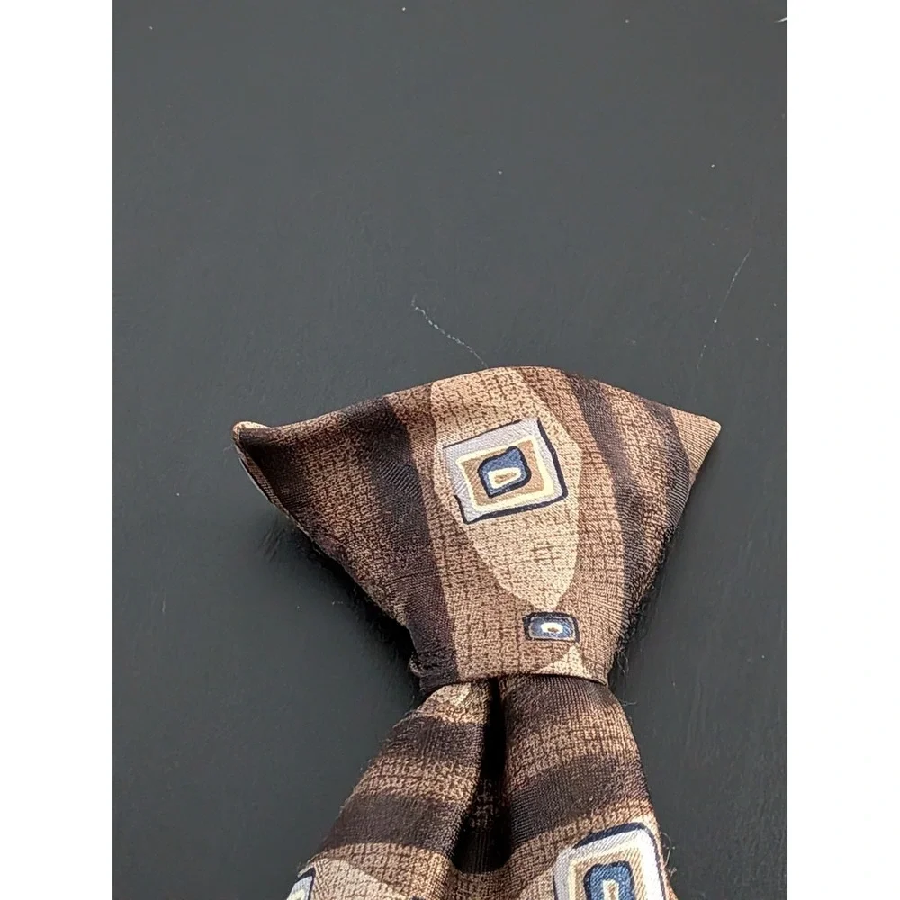 Vintage David Taylor Tie Necktie Brown‎ Abstract Clip On 20